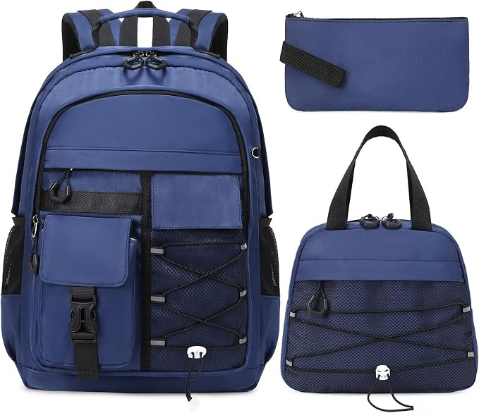 GeeWin Backpack for Boys, Boys Backpacks with Lunch Box & Pencil Case Set, 17 Inch Waterproof Boy... | Amazon (US)