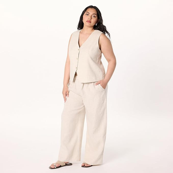 The Drop Women's Standard Bonni Pull on Linen Pant | Amazon (US)