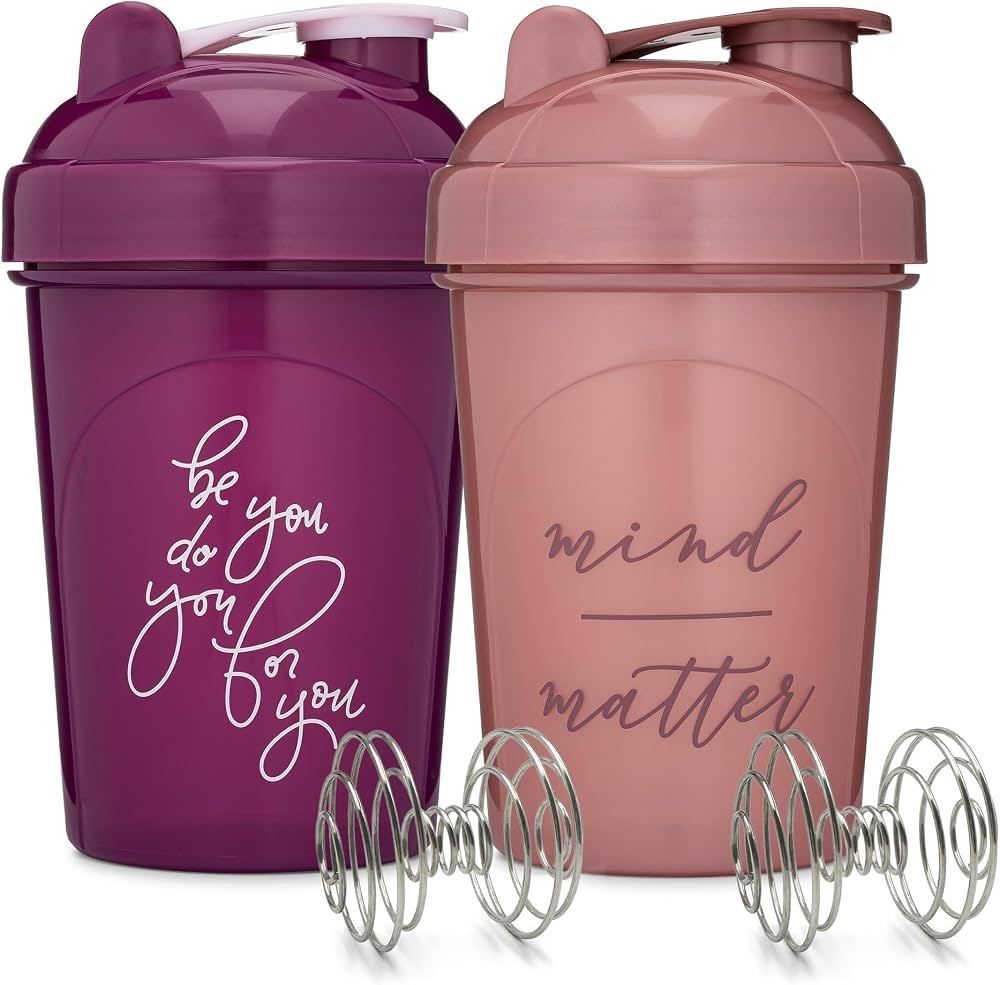 GOMOYO [2 Pack] 20-Ounce Shaker Bottle with Motivational Quotes (Plum & Rose) | Protein Shaker Bo... | Amazon (US)