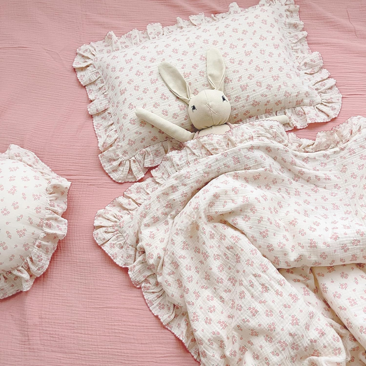BuLuTu Cotton Muslin Kids Toddler Pillowcase with Galsang Flowers Print, Shabby Chic Nursery Pill... | Amazon (US)