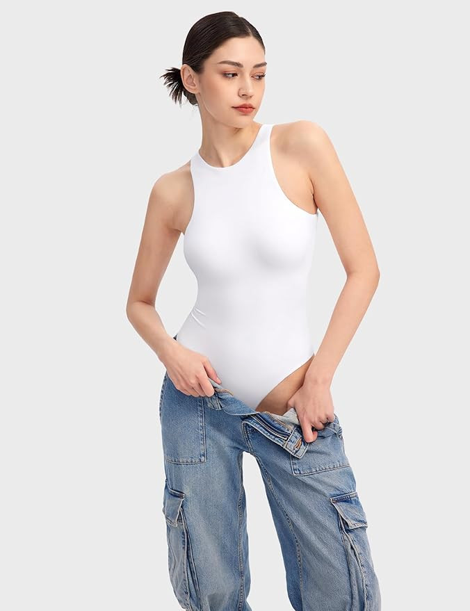 Women's High Neck Sleeveless Bodysuit Sexy Tank Tops Smoke Cloud Collection | Amazon (US)