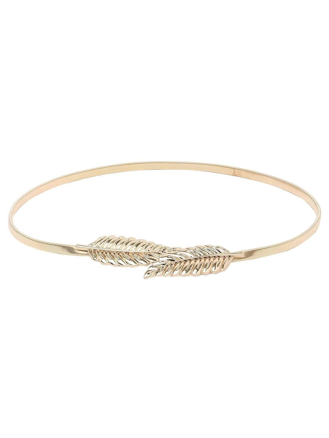 Leaf Buckle Golden Metal Elastic Belt | SHEIN