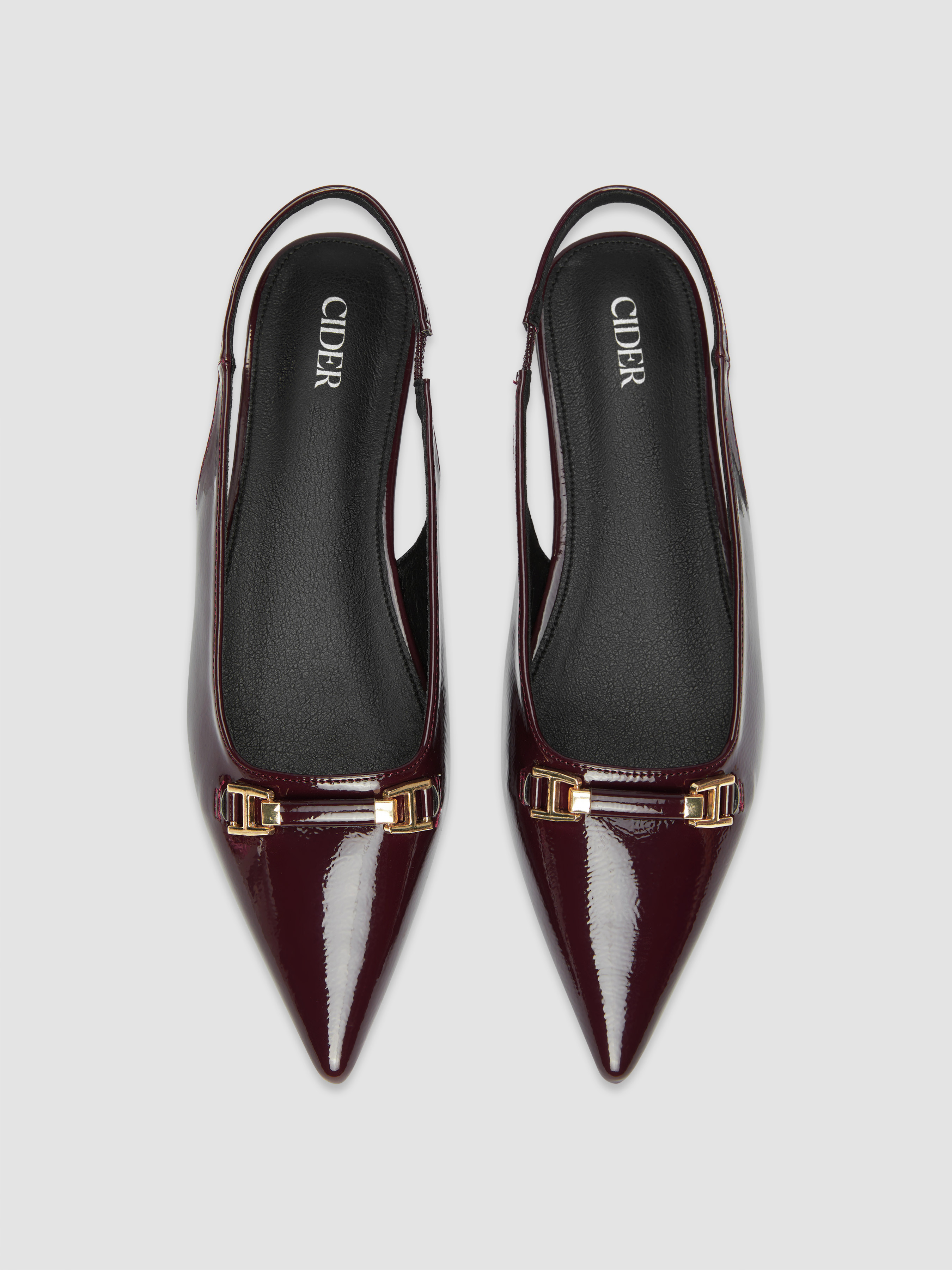 BUCKLE POINTED TOE SLINGBACK FLATS | Cider