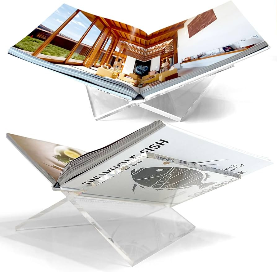 Large Clear Acrylic Book Stand, 12.5" x 9.5" x 5.5\u201d, Acrylic Book Holder, Open Bookstand for... | Amazon (US)