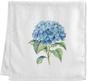 100% Cotton Towels White Hydrangea Watercolor Blue Flower Hand Towels for Bathroom Clearance Deco... | Amazon (US)