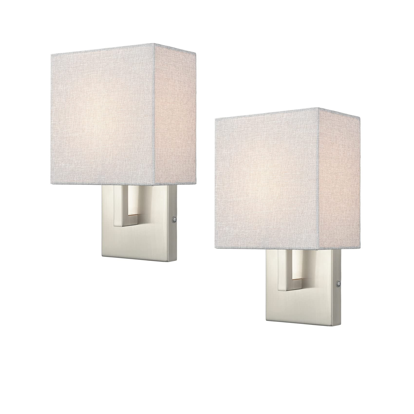YUBOLE Wall Sconce Lighitng Brushed Nickel Sconce Linen Wall Light for Bedroom Bathroom Set of 2 | Amazon (US)