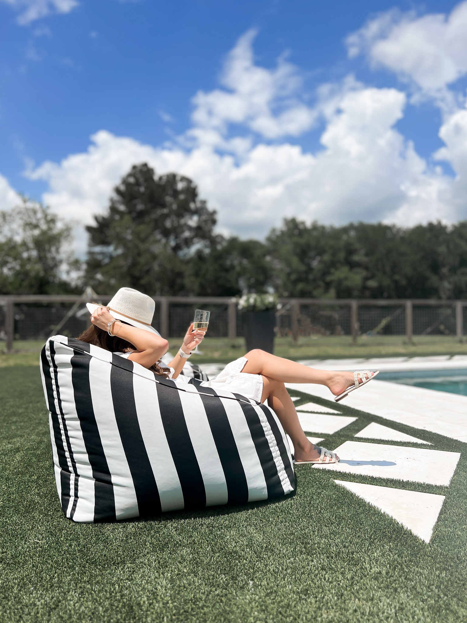 Black and white patio bean bag chair 