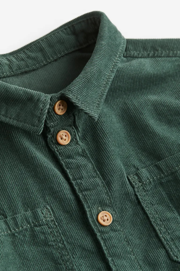 Cotton Corduroy Shirt - Dark green - Kids | H&M US | H&M (US + CA)