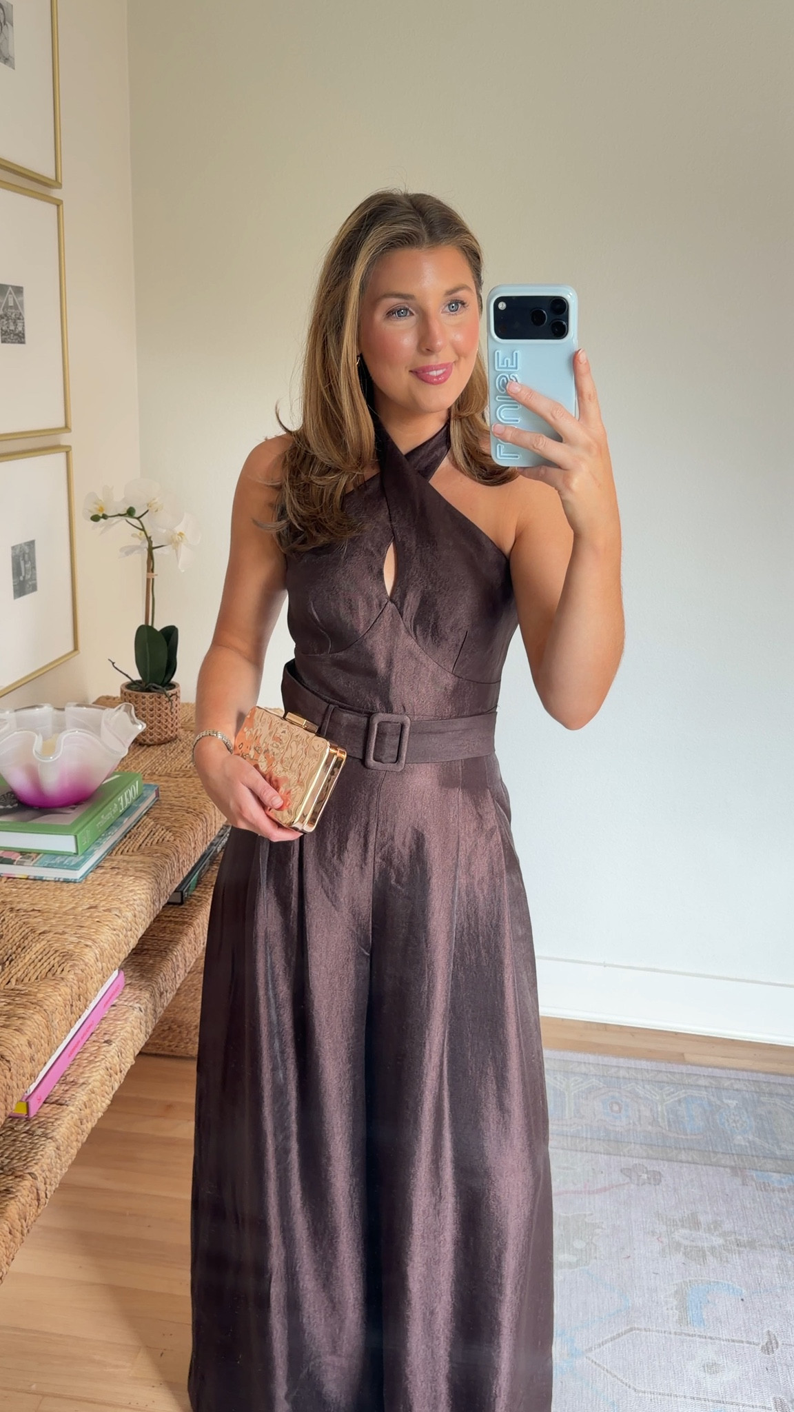 Fabulous brown jumpsuit for fall! Wearing a 2