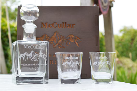 Personalized Whiskey Decanter Set, Engraved Decanter set | Etsy (US)
