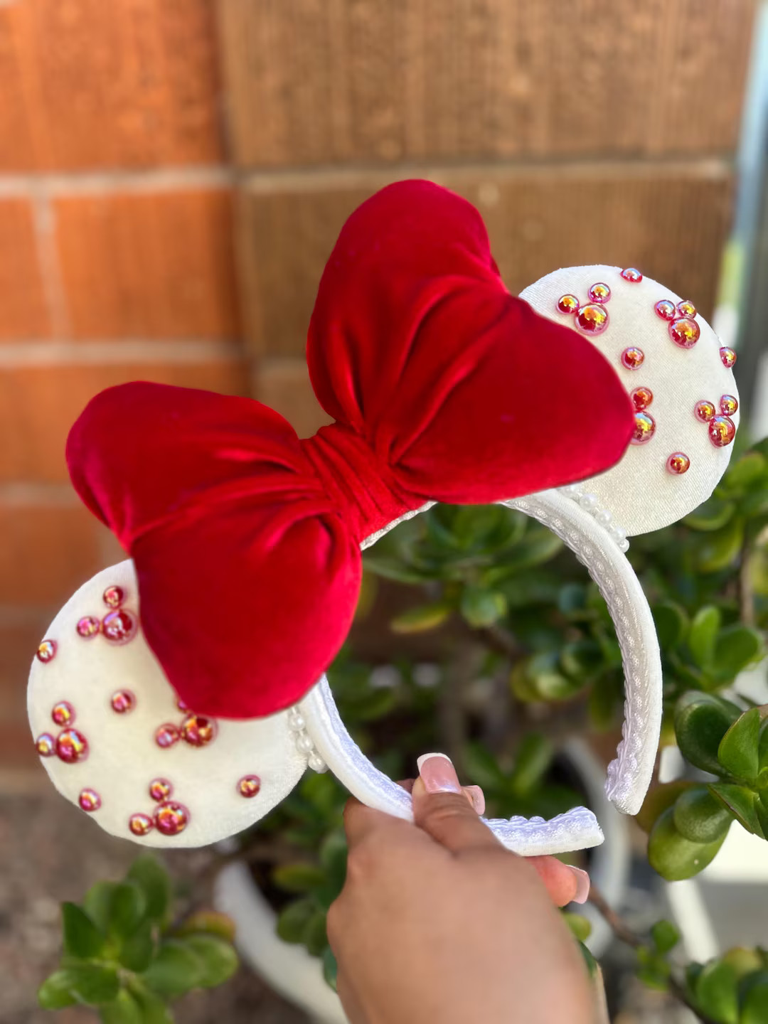 Red Pearls Minnie Ears | Etsy (US)
