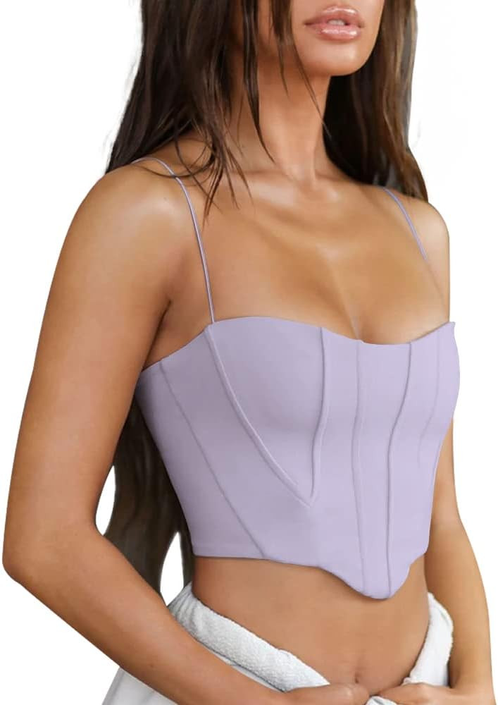 Jemer Spaghetti Strap Cami Crop Top for Women Tank | Amazon (US)