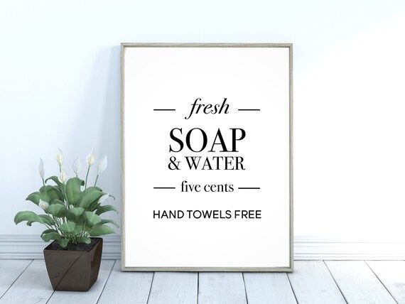 Soap and Water Printable Wall Art  Bathroom Sign  Home Decor | Etsy | Etsy (US)