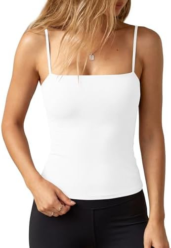 Darong Women's Tank Tops with Built-in Bra Spaghetti Straps Crop Tank Top Summer Y2K Going Out Sl... | Amazon (US)