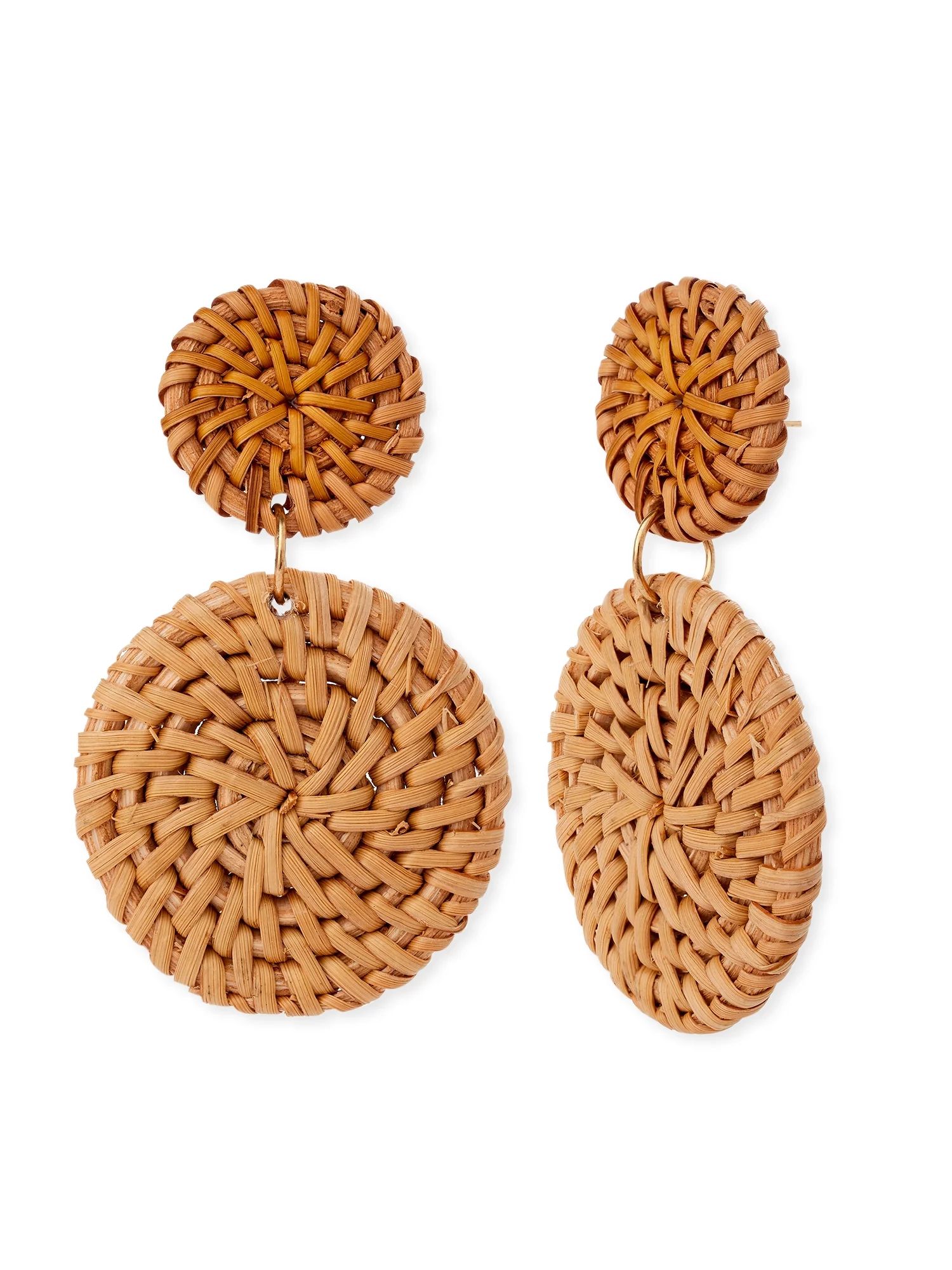 Scoop Women’s 14KT Gold Flash-Plated Ratan Double Circle Drop Earrings | Walmart (US)