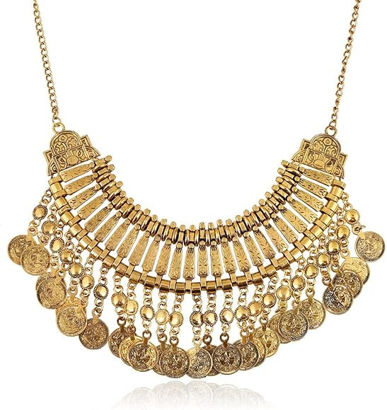 LUREME Vintage Engraved Coin Bib Statement Necklace Clavicle Necklace (01003295) | Amazon (US)