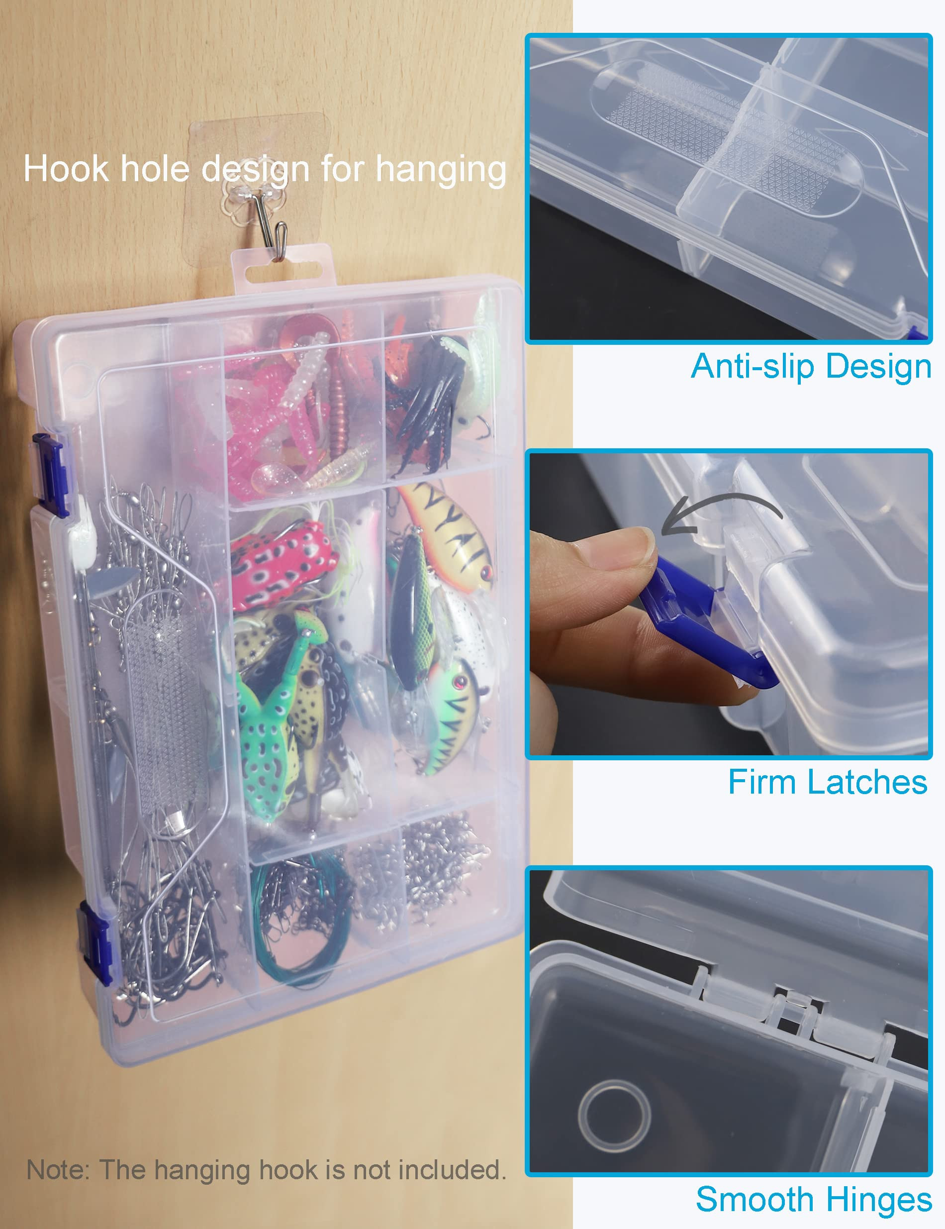 Beoccudo Tackle Box Beads Organizer Tackle Boxes with Dividers Plastic Storage Large 10 Grids Box... | Amazon (US)