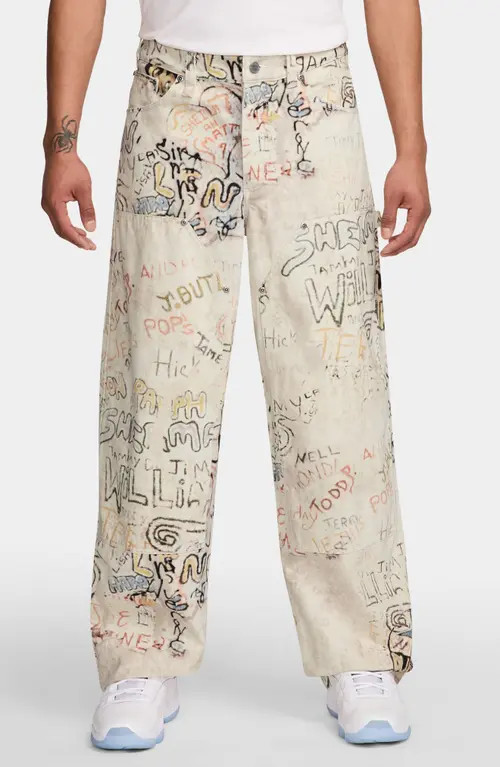 Air Jordan Loose Fit Playground Print Carpenter Pants in Legend Light Brown at Nordstrom, Size 34 | Nordstrom