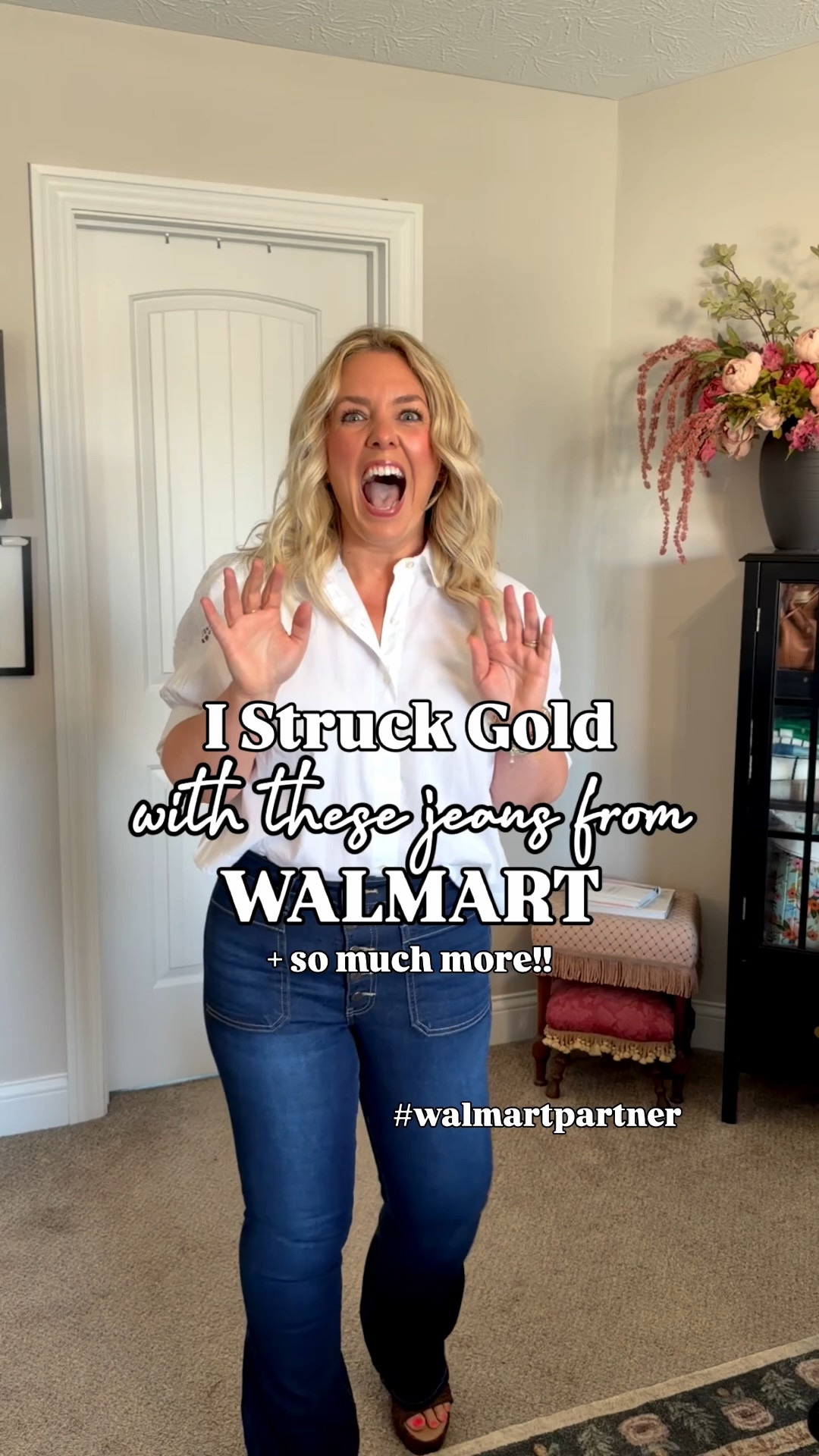 Are you kidding me with these Walmart jeans for just $29.98?!?? @walmartstyle #walmartpartner
#walmartstyle 

*wearing my true size 10 in the jeans, medium the linen pants, medium in all the shirts & jacket, large in the white button up (I have thicker arms so I sized up for that)  

#LTKPetite #LTKMidsize #LTKOver40