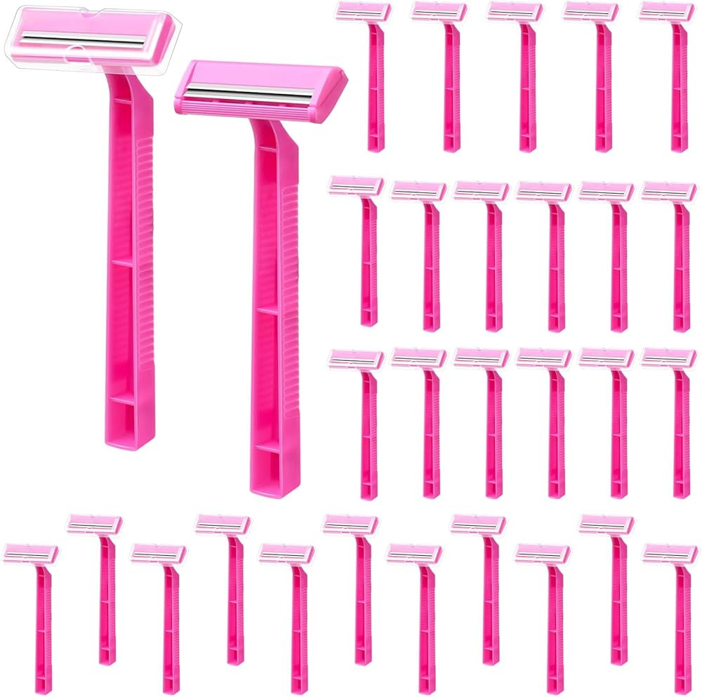 30 Count Women's Disposable Razors, Twin Blade Shaving Razor Pink Stainless Steel Women's Disposa... | Amazon (US)