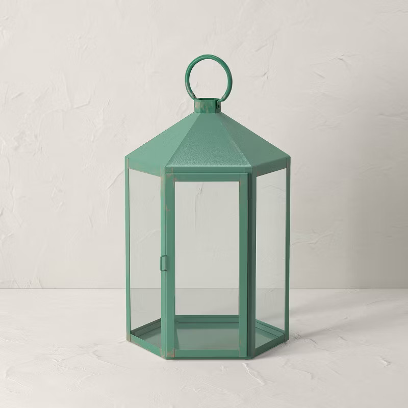 Iron/Glass Outdoor Lantern Candle Holder Green - Opalhouse™ designed with Jungalow™ | Target
