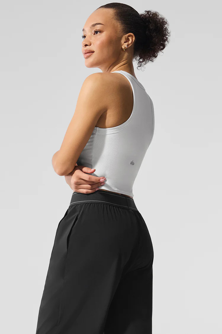 Goddess Ribbed Go-To Tank - Black | Alo Yoga (US)