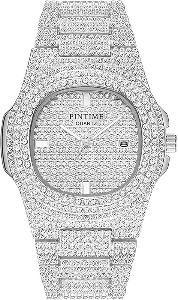 Luxury Unisex Watch Crystal Diamond Watches Big Face Women's Men's Quartz Watch Gold Color Silver... | Amazon (US)