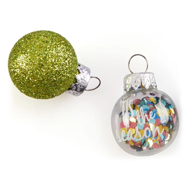 Holiday Time Glitter and Confetti Glass Christmas Mini Ornaments, Set of 16 - Walmart.com | Walmart (US)