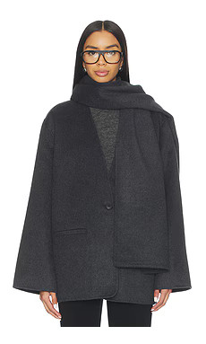 EAVES x Coco Ragni Wool Scarf Jacket in Charcoal from Revolve.com | Revolve Clothing (Global)