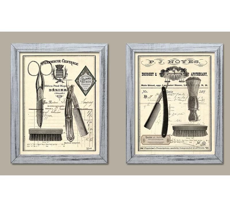 'Classic Vintage Barber Shop Salon' Framed Graphic Art Print Set | Wayfair North America