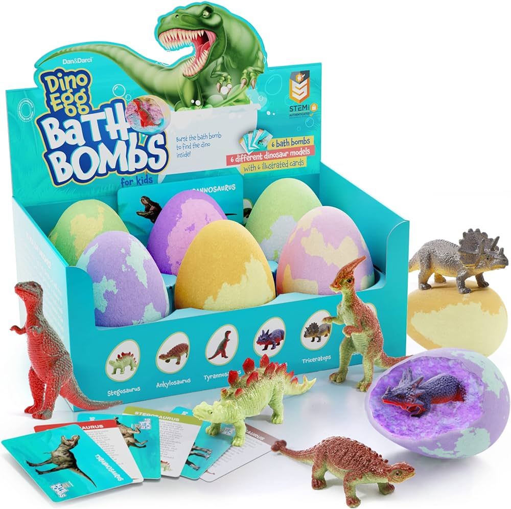 Dino Egg Bath Bombs for Kids - Easter Kids Bath Bomb with Surprise Inside - Dinosaur Toys Gift fo... | Amazon (US)