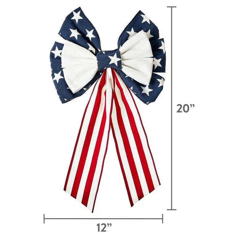 Patriotic Red, White & Blue Burlap Bow Decoration, 12", by Way To Celebrate | Walmart (US)