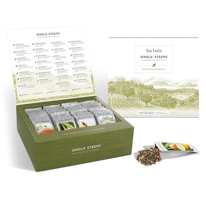 Tea Forte Assorted Gift Set, Assorted Loose Classic Flavored Leaf Tea, Single Steeps Chest Gift B... | Amazon (US)