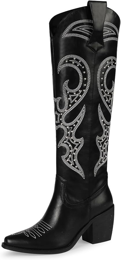 wetkiss Cowboy Boots for Women Knee High, Cowgirl Boots Women Rhinestone Comfort Fashion Tall Spa... | Amazon (US)