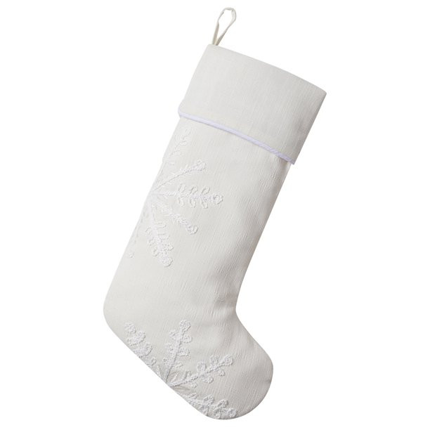 My Texas House Ester Ivory Embroidered Snowflake Christmas Stocking, 20" x 10" | Walmart (US)