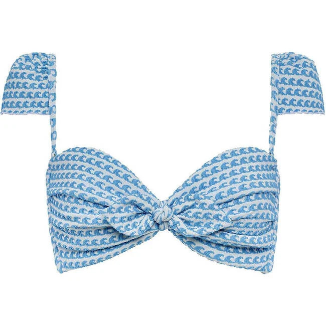 Montce Swim | Women's Cabana Bikini Top, Wave Repeat (Blue, Size Large) | Maisonette | Maisonette