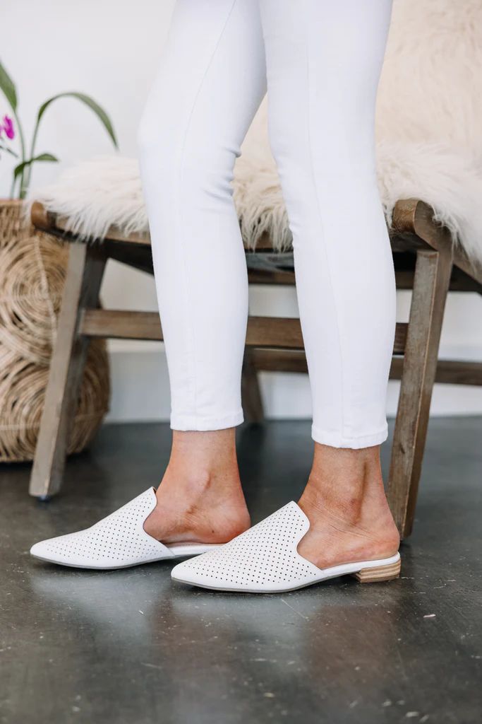 Need You More White Perforated Flat Mules | The Mint Julep Boutique