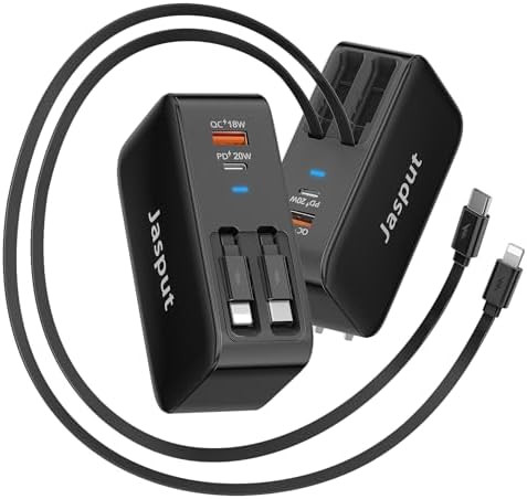 4 in 1 Retractable Wall Charger with Dual Cables,40W Retractable Phone Charger Wall Plug with Dua... | Amazon (US)