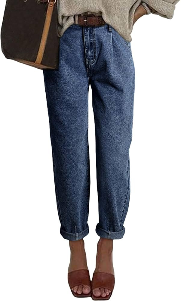 EVALESS High Waisted Baggy Cargo Jeans for Women Casual Loose Cropped Y2k Denim Pants | Amazon (US)