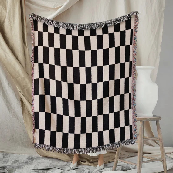 Checkerboard Woven Throw Blanket Chequers Quilt 100% Cotton | Etsy | Etsy (US)