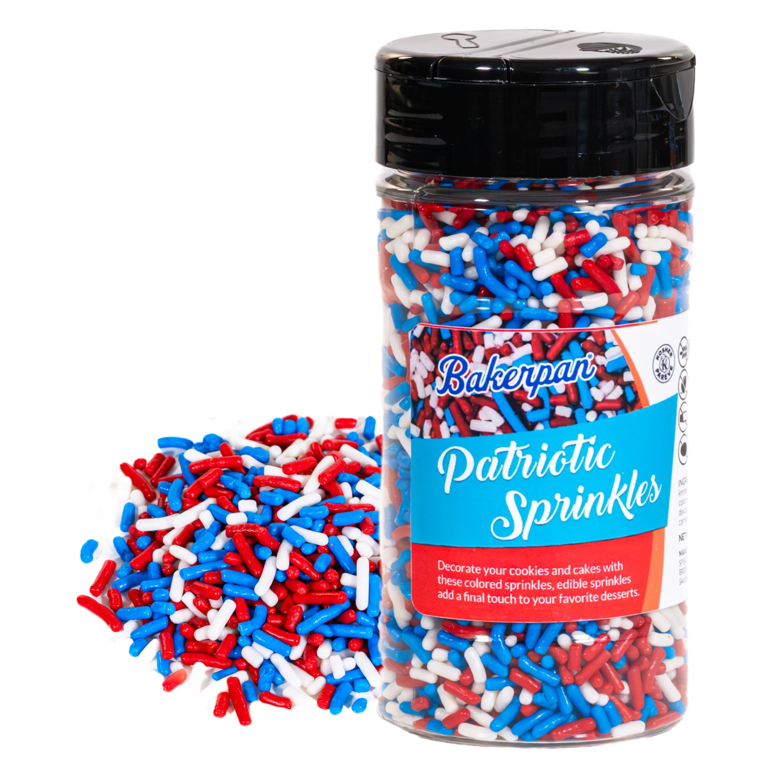 Bakerpan Patriotic Jimmies Sprinkles - 6 Ounces Patriotic Sprinkles for Cake Decorating - Edible ... | Amazon (US)