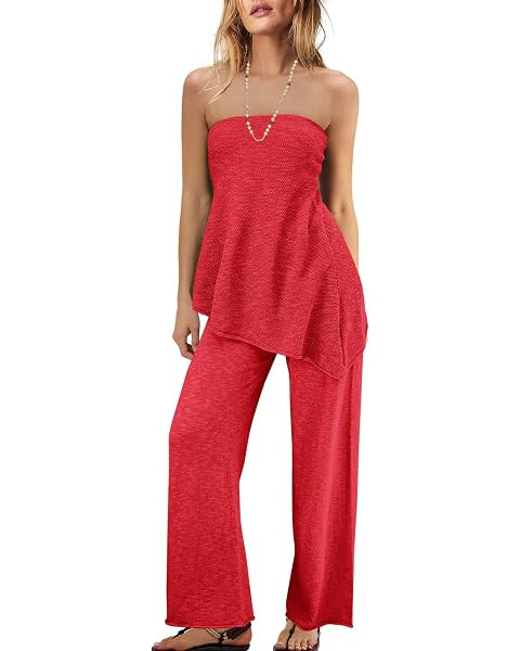 SENSERISE Womens 2 Piece Outfits Summer Knit Sweater Set Matching Lounge Set Off the Shoulder Top... | Amazon (US)