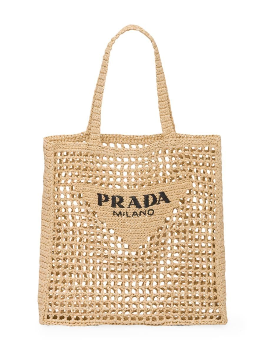 Shop Prada Raffia Tote Bag | Saks Fifth Avenue | Saks Fifth Avenue