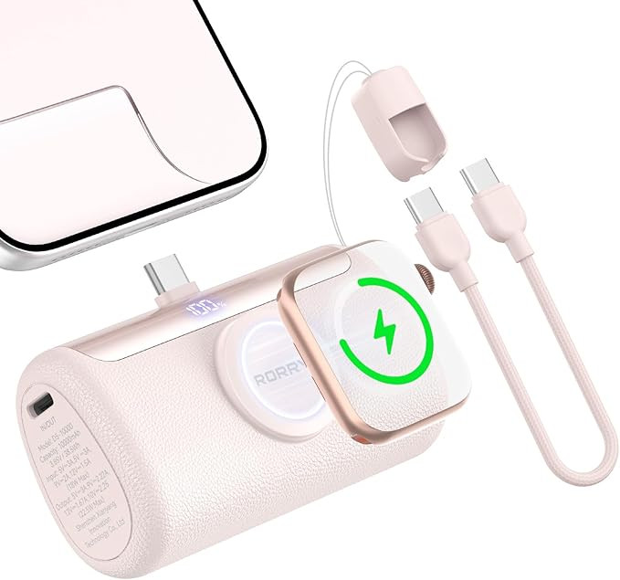 RORRY PalmGo Portable Charger, 10000mAh PD 22.5W Fast Charging Mini Power Bank with Built-in USB ... | Amazon (US)