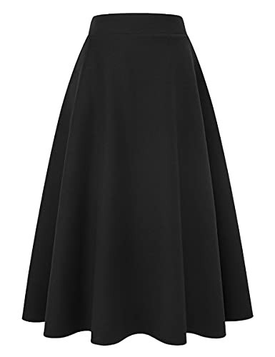 IDEALSANXUN Long Black Skirt for Women Dark Academia Gothic Clothes A Line Pleated Maxi Skirt, Long Pure Black, M | Amazon (US)