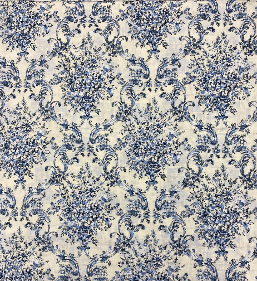 Antique Damask Cotton Fabric, Blue Floral Flourish, Quilting Fabric - Etsy | Etsy (Global)