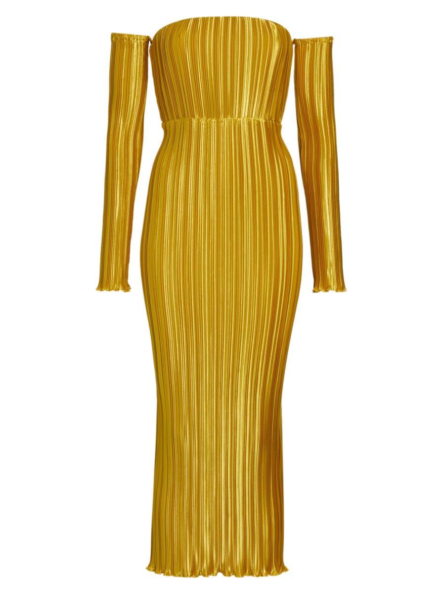 L'Idée Gatsby Pleated Off-The-Shoulder Gown | Saks Fifth Avenue