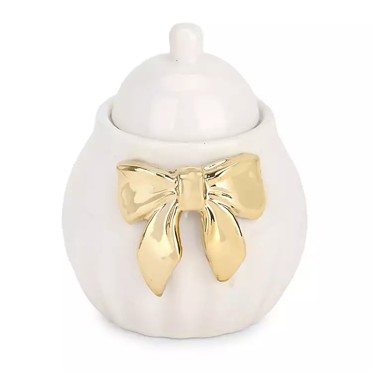 New! Gold Bow Ceramic Sugar Canister | Kirklands
