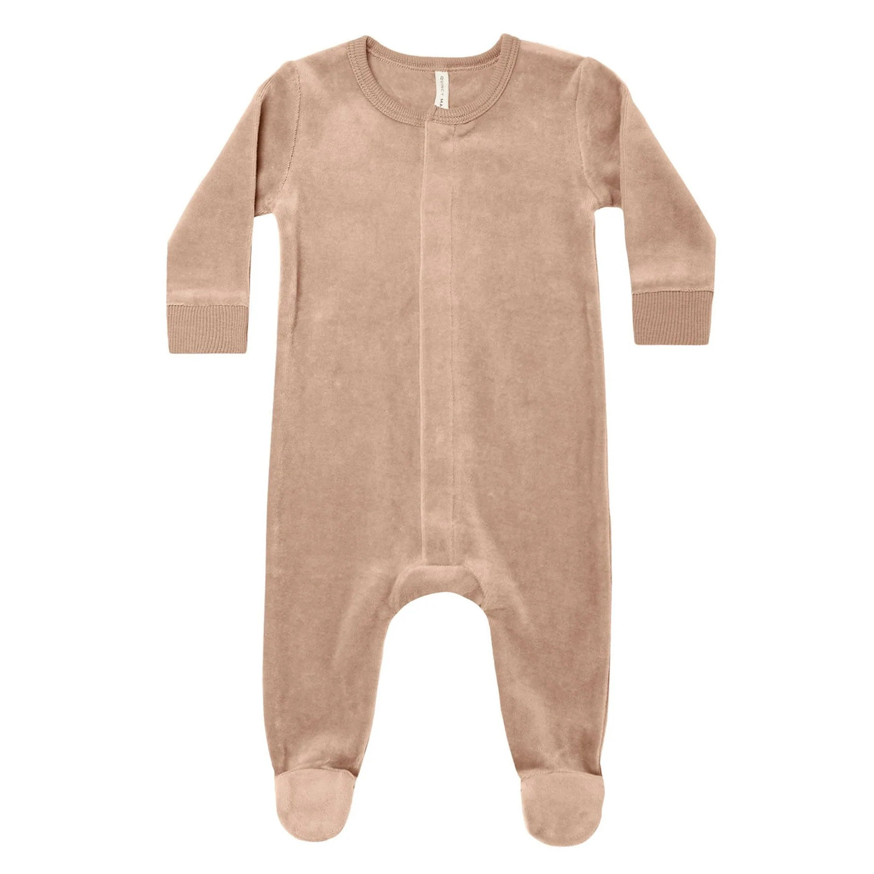 Velour Hidden Snap Footie - Blush | The Baby Cubby