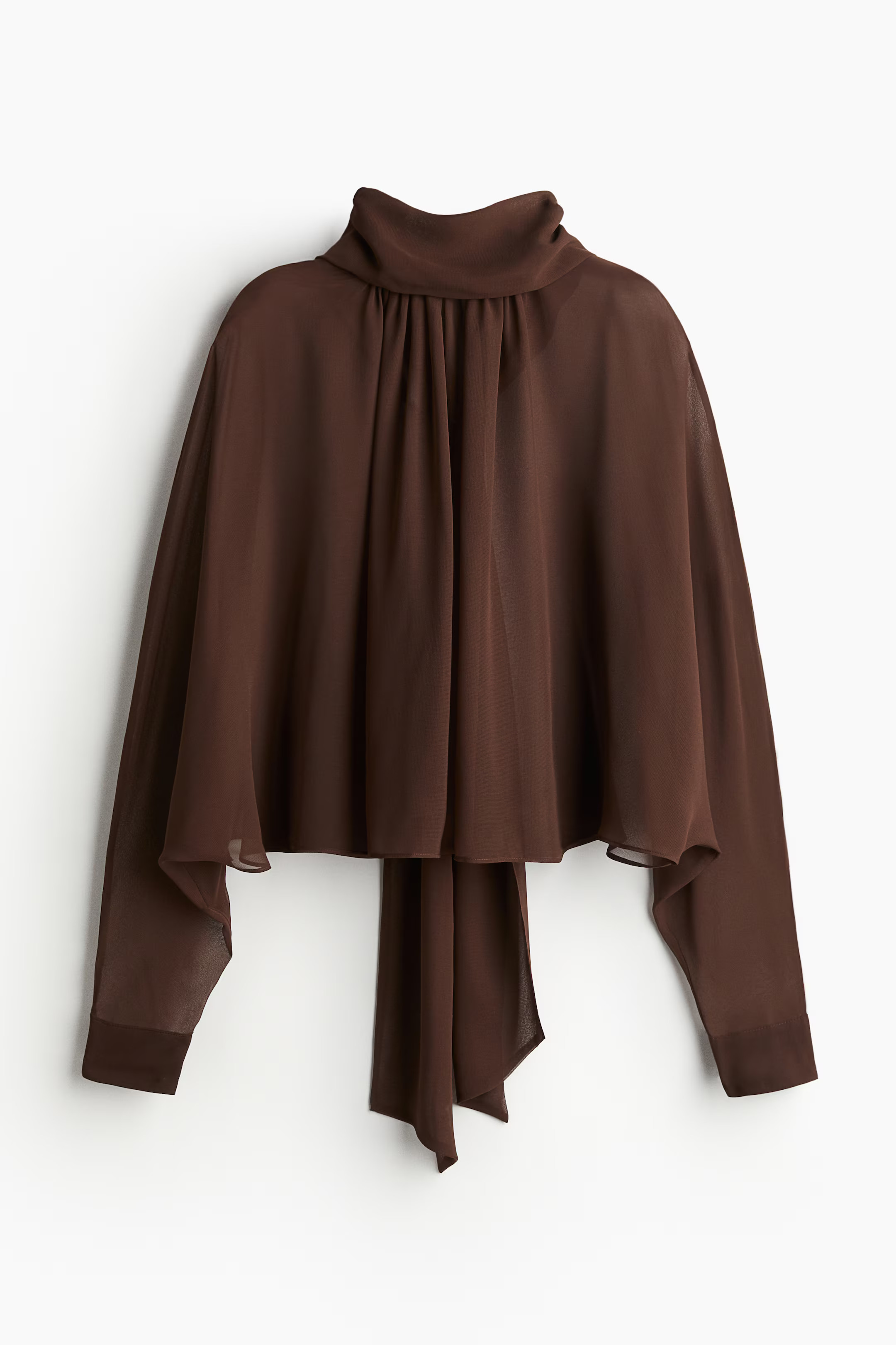 Tie-Neck Chiffon Blouse - Dark brown - Ladies | H&M US | H&M (US + CA)